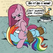 Can't Murder Now. Fucking. [Pinkamena][Rainbow Dash][F/F][Oral][Bondage] (Artist: ...