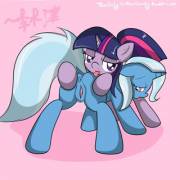 Twilight Licks Trixie's Plot While Spreading Her Lips Wide [F/F] (Artist: Lightningnickel)