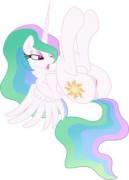 Princess Celestia On Her Back [Solo] (Artist: Zev, Sallemcat)