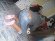 On Her Knees With The Whale Tail