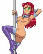 Starfire Pole Dancing (Hahahaboobies)