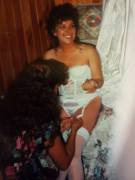 Bride Gets Help Putting On Her Lingerie