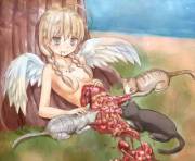 Cats Eat A Bisected Angel's Guts