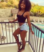 Happy Girl By The Pool