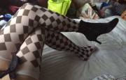 For All The Leg Men Out There - Gf Showing Off Beautiful Checkered Stockings