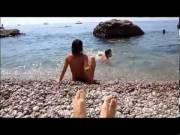 Naked Girl Dance On Nude Beach.