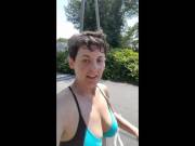 Non-Nude Ok In Here? Big Boobed Milf Takes A Selfie While Jogging