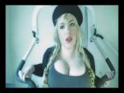Blonde's Huge Boobs Working Out