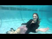 Underwater Girl In Business Jacket, Heels, And Tight Pink Dress