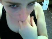 Girl Gags Self With Fingers