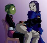 Raven Giving Beast Boy A Lap Dance (Ravenravenraven) [Teen Titans]