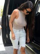 Kim Kardashian Braless In A Sheer White Top (Album In Comments)